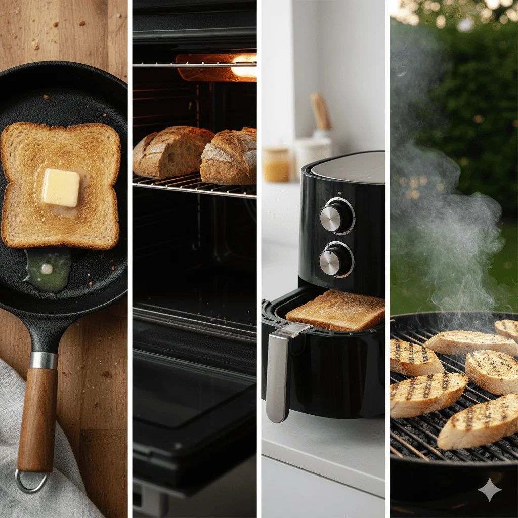 Comment faire griller du pain sans grille-pain : 4 méthodes faciles et rapides (Poêle, Four, Air Fryer, Barbecue)